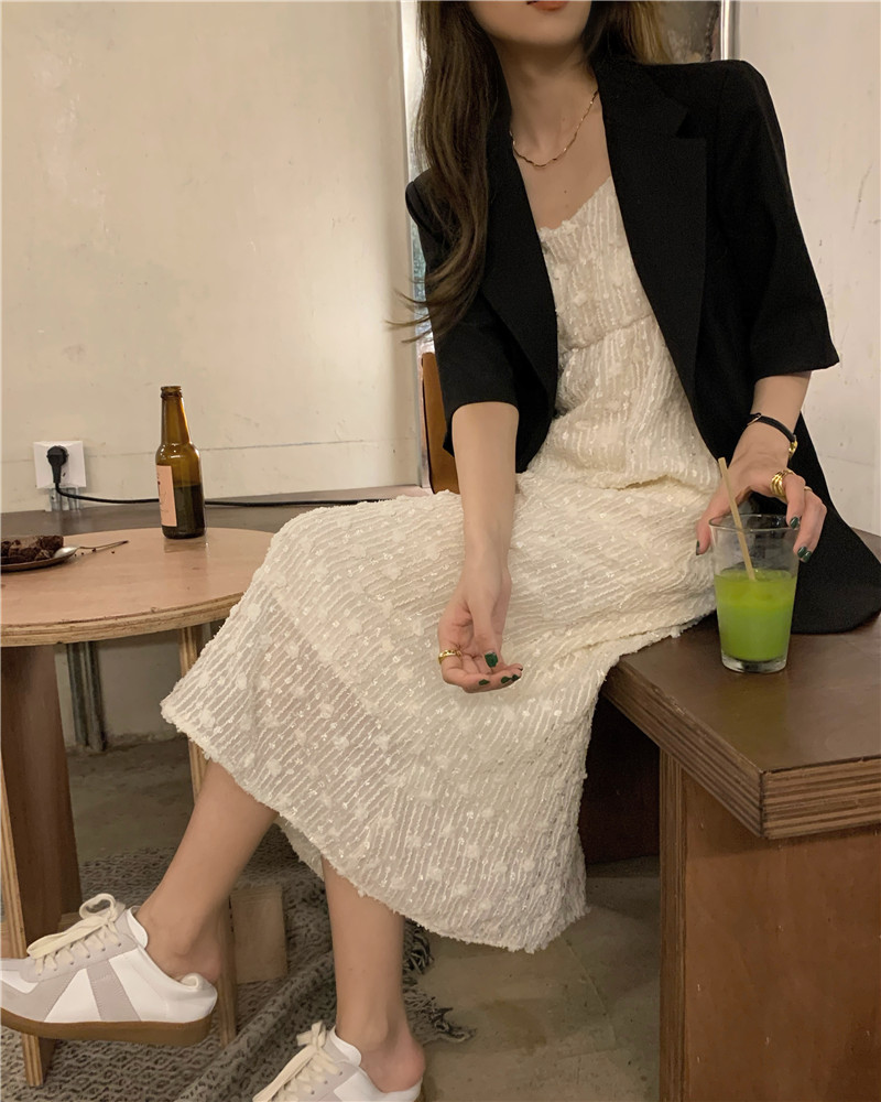 Real price chic Hanfeng special hand jacquard fabric suspender dress