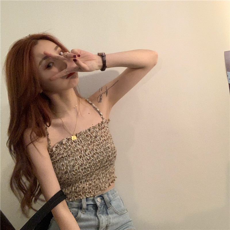 Real price new style retro floral little sling vest