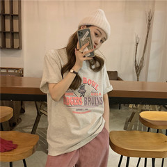 Real price thickened loose and thin casual printed letter versatile bottomed T-shirt