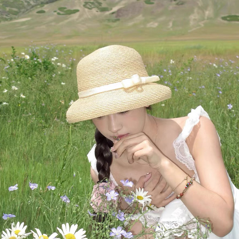 藤井树同款赫本风拉菲草帽