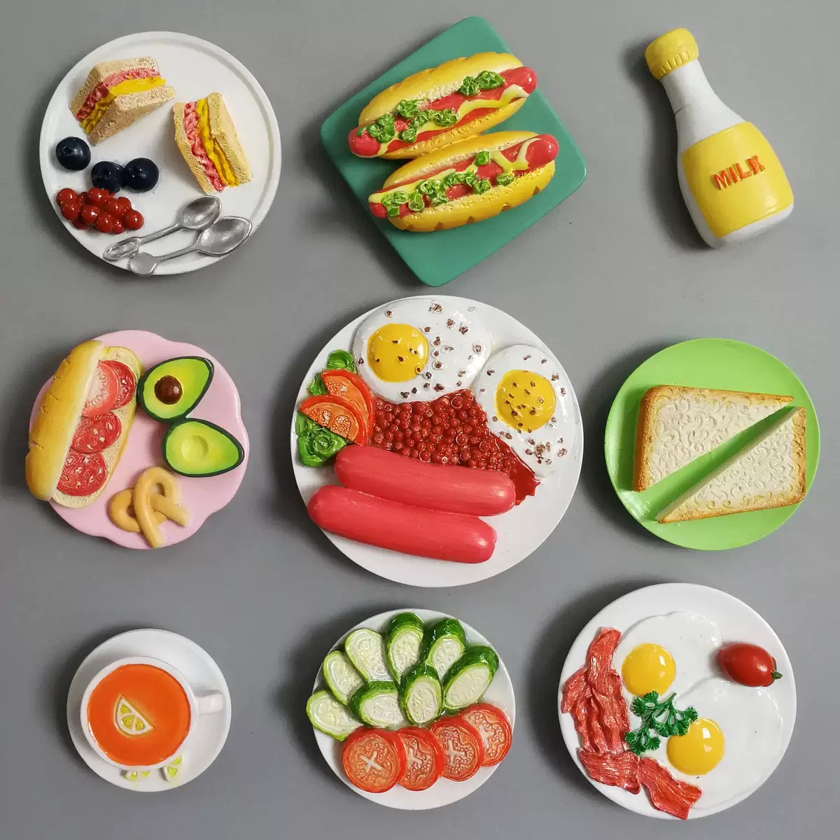 【营养早餐美食冰箱贴】仿真食物配件开关贴装饰城市大食玩磁贴