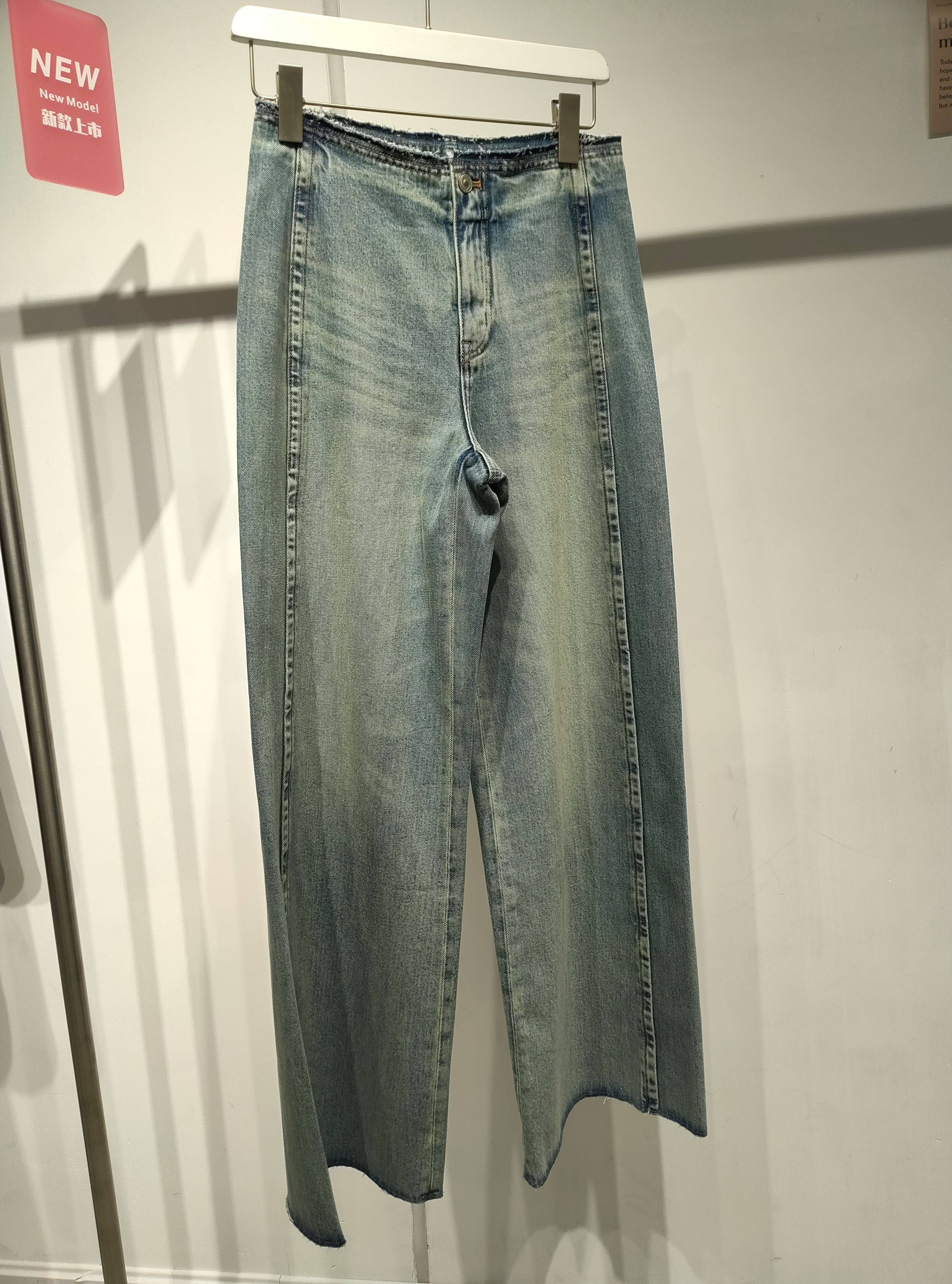 欧洲站25春夏小众原单原创设计高腰显瘦宽松直筒阔腿阔脚牛仔裤女