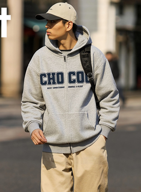 it:CHOCOOLATE连帽开衫卫衣男女美式宽松休闲拉链外套秋冬上衣潮