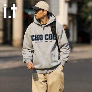 it:CHOCOOLATE连帽开衫卫衣男女美式宽松休闲拉链外套秋冬上衣潮