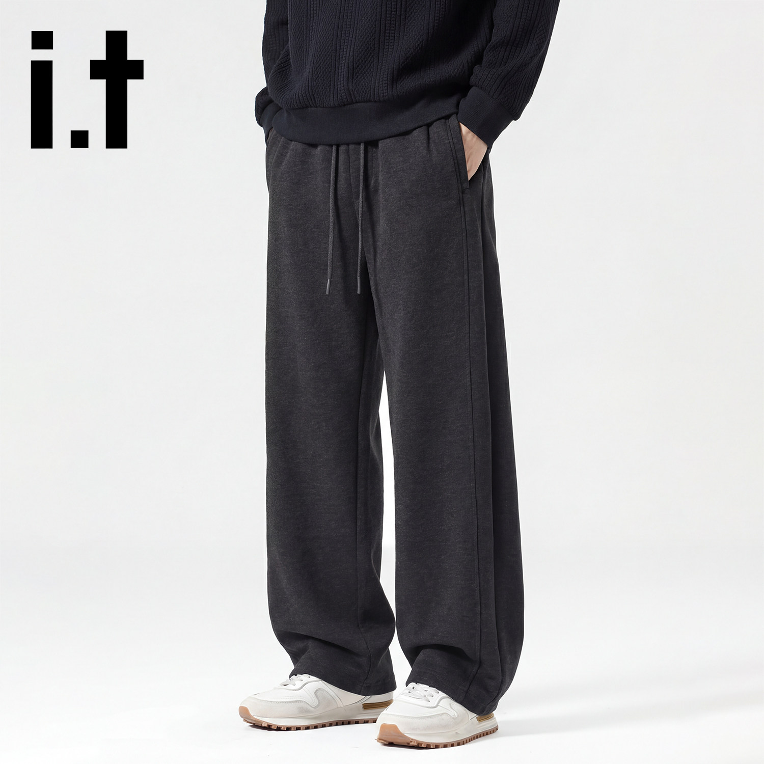 it:CHOCOOLATE休闲裤男2026春季新款宽松直筒阔腿卫裤运动长裤子