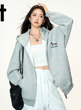 it:CHOCOOLATE连帽开衫加绒卫衣男女2025秋冬款宽松休闲外套上衣