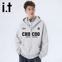 it:CHOCOOLATE连帽开衫加绒卫衣宽松休闲美式休闲秋冬情侣外套潮