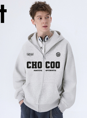 it:CHOCOOLATE连帽开衫加绒卫衣宽松休闲美式休闲秋冬情侣外套潮