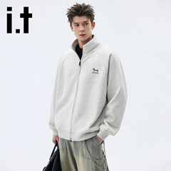 it:CHOCOOLATE美式开衫加绒卫衣男女宽松休闲立领秋冬情侣款外套