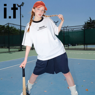 it:CHOCOOLATE美式复古短袖T恤男女夏季凉感休闲运动半袖情侣体恤