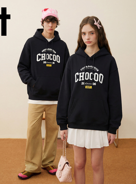 it:CHOCOOLATE连帽加绒套头卫衣女2026春季新款休闲宽松情侣上衣