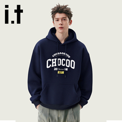 it:CHOCOOLATE连帽卫衣加绒加厚2025秋冬新款宽松休闲情侣帽衫男