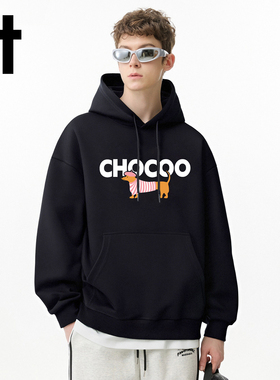 it:CHOCOOLATE美式连帽卫衣加绒加厚宽松休闲秋冬帽衫情侣上衣男