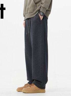 it:CHOCOOLATE男士冬季新款加厚卫裤宽松直筒阔腿运动休闲长裤子