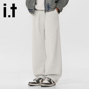 it:CHOCOOLATE男士休闲裤子2025新款加绒加厚卫裤宽松直筒长裤女