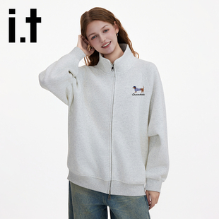 it:CHOCOOLATE开衫立领加绒卫衣2025新款宽松休闲秋冬款外套夹克