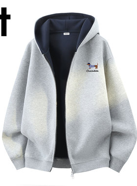 it:CHOCOOLATE连帽开衫撞色卫衣2025秋冬新款加厚外套情侣上衣潮