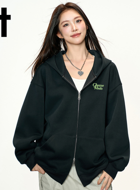 it:CHOCOOLATE连帽开衫卫衣加绒加厚2025秋冬新款宽松休闲外套女
