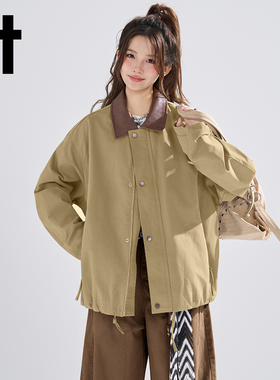 it:CHOCOOLATE巴恩风休闲翻领夹克男女秋季新款复古工装短款外套