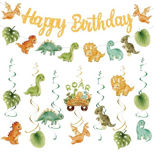卡通恐龙生日派对布置聚会