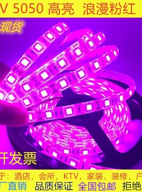 12Vled灯带24V5050粉色灯条粉紫色裸板滴胶防水3528浪漫粉红广告