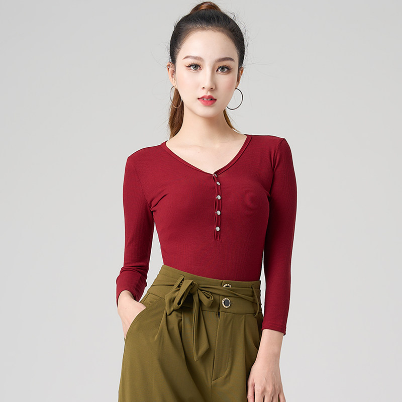 夏季新款拉丁舞上衣长袖跳舞衣服女成人高端交谊舞练功拉丁舞服装