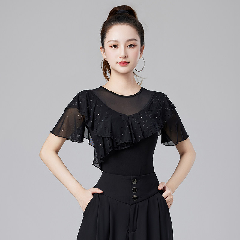 2026新款拉丁舞练功服短袖上衣夏季跳舞服交谊舞广场舞演出服女