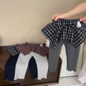 女童冬季 潮 格子屁帘百搭一体绒加厚长裤 加绒打底裤 女宝宝韩系新款