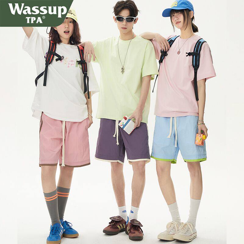 WASSUP TPA休闲短裤男女生2026夏季新款宽松运动冰丝速干五分中裤