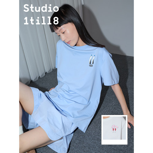 Studio1till8看看表情印花T恤