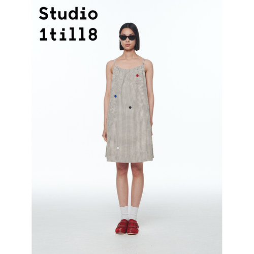 Studio1till8纽扣吊带连衣裙