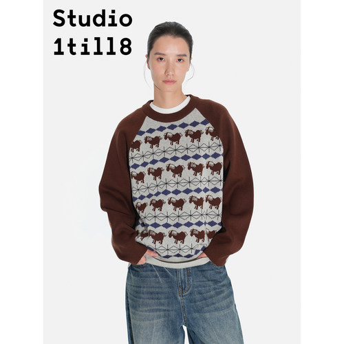 Studio1till8马巡回插肩袖毛衣