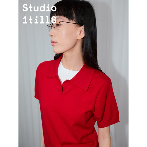 Studio1till8翻领针织短袖polo