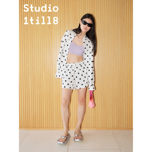 Studio1till8波点衬衫短裤套装