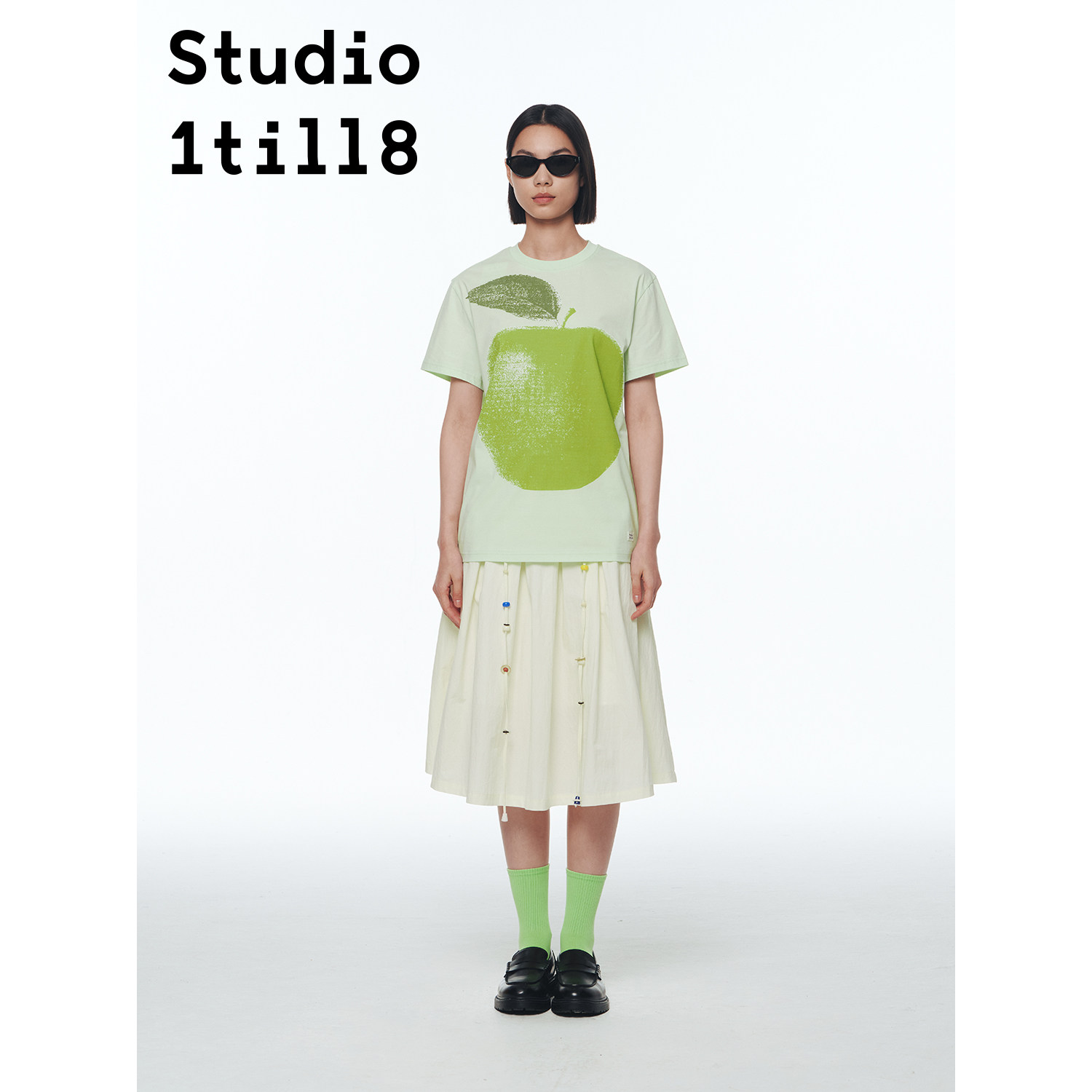 Studio1till8 大草莓/大青苹果 轻松休闲水果图案印花轻薄T恤女夏