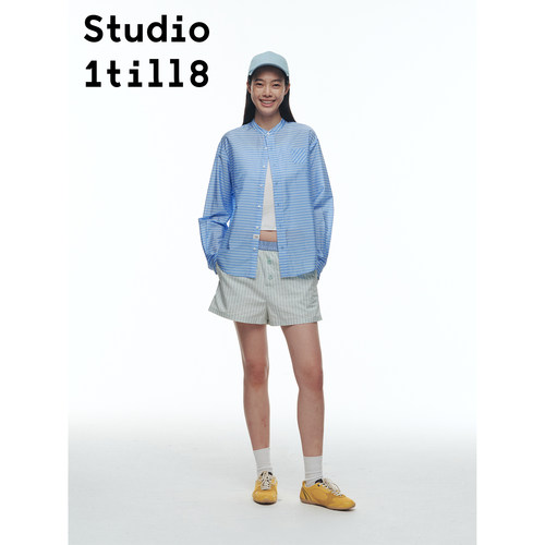Studio1till8蓝白条纹轻薄衬衫