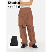 Studio1till8 造型半裙搭配神器腰封屁帘 衬衫 棕色格纹 蓝色格纹