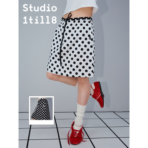Studio1till8波点抽绳半裙