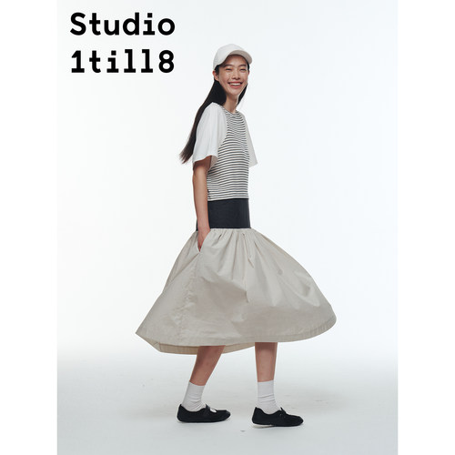 Studio1till8假两件抽褶连衣裙