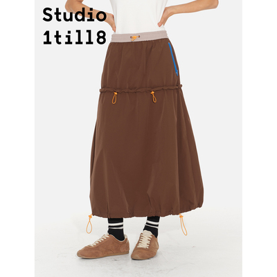 S2521711SK拼色抽绳冲锋裙