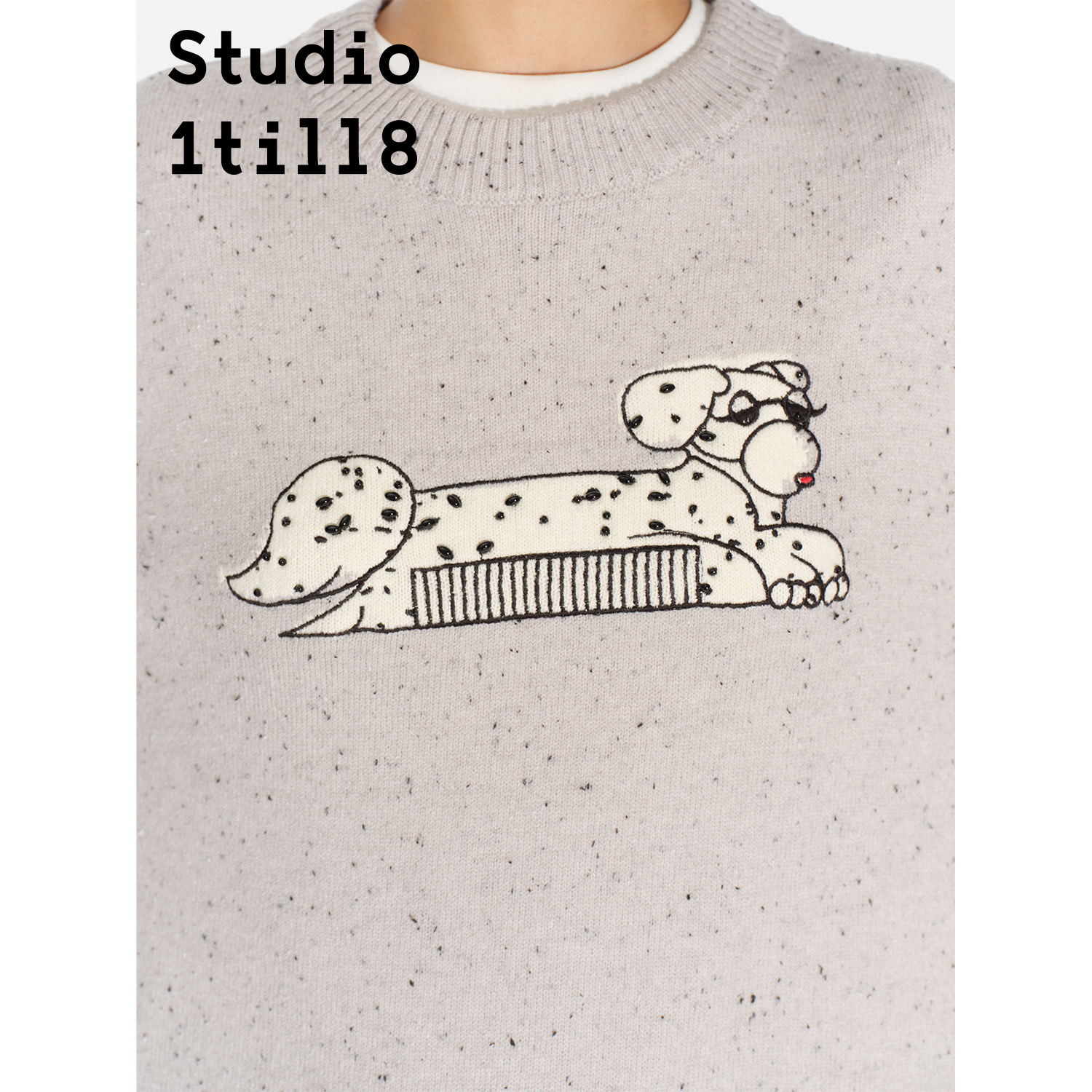 Studio1till8梳梳小狗钉珠毛衣