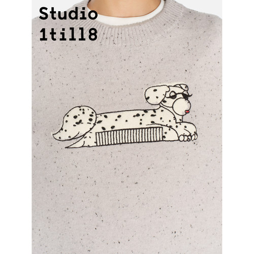 Studio1till8梳梳小狗钉珠毛衣