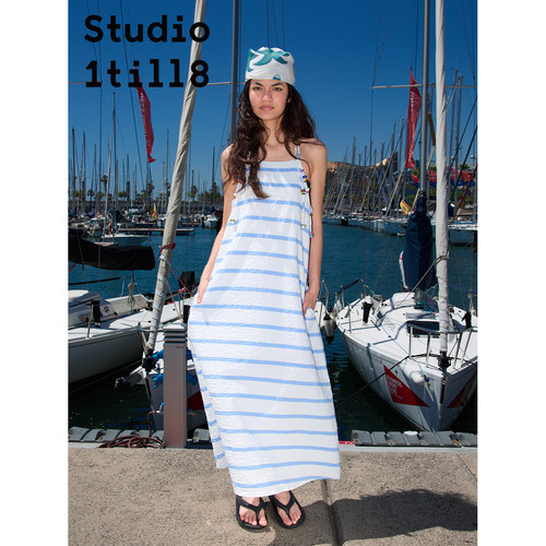 Studio1till8条纹串珠连衣裙
