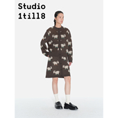 彩色小马针织套装 半裙宽松复古两件套马年新款 开衫 Studio1till8