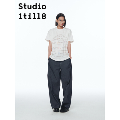 Studio1till8房子手绘印花短袖