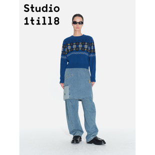 Studio1till8 像素提花套头毛衣 兰色
