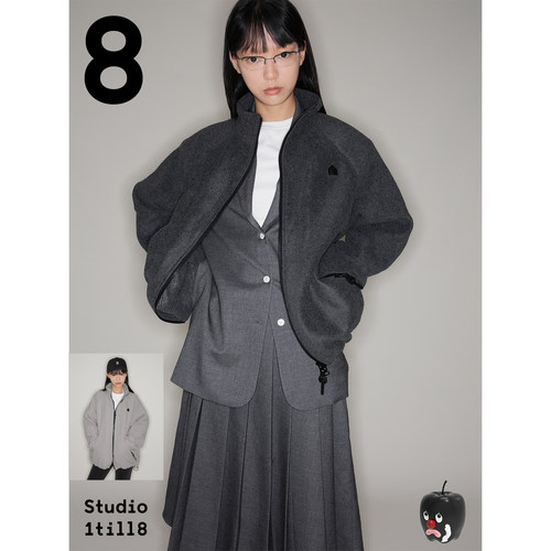 Studio1till8刺绣摇粒绒外套