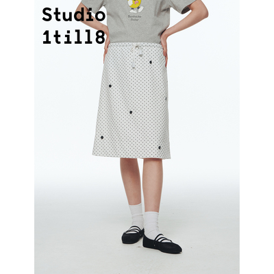 Studio1till8波点纽扣半裙