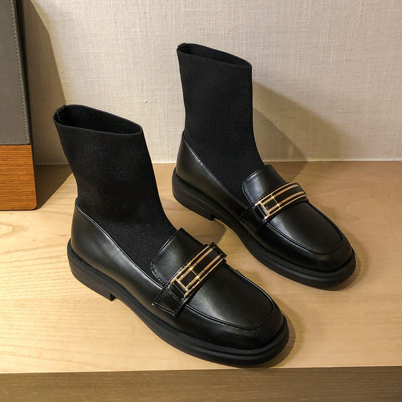 大码袜子靴41一43短靴秋单靴瘦瘦靴加绒弹力平底乐福鞋女马丁靴40,女鞋,弹力靴/袜靴,淘宝优惠券,粉丝福利购,淘宝优惠卷