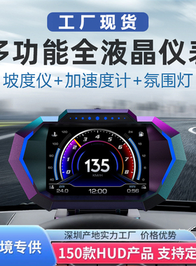 新款P24加速度G值车载HUD抬头显示器OBD全球所有车通用车速坡度仪